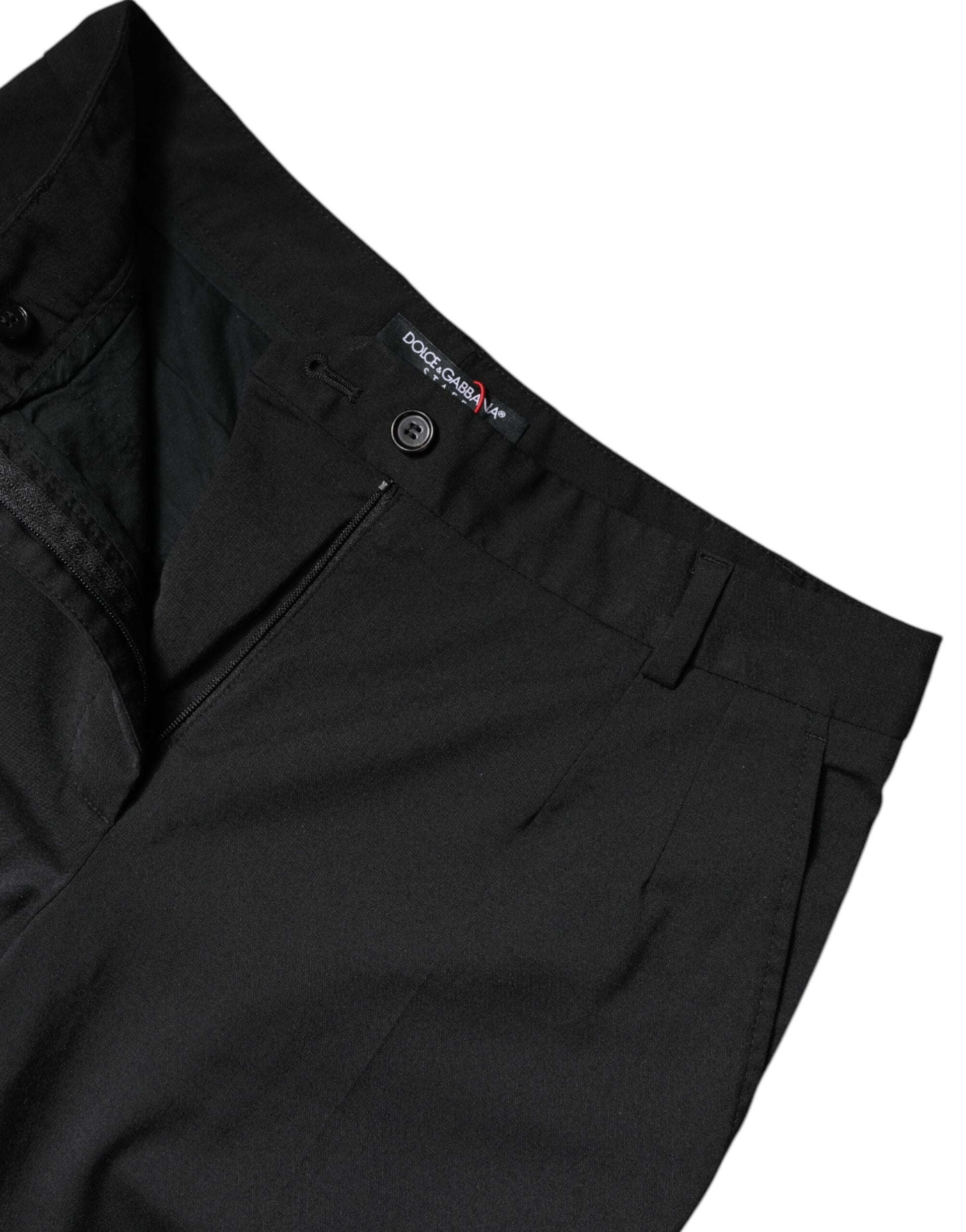 Dolce & Gabbana Black Wool Blend High Waist Slim Pants