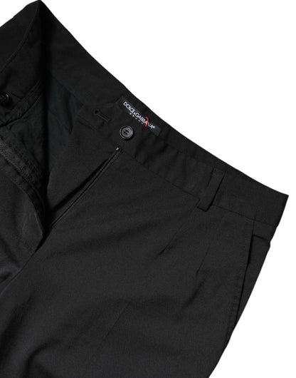 Dolce & Gabbana Black Wool Blend High Waist Slim Pants