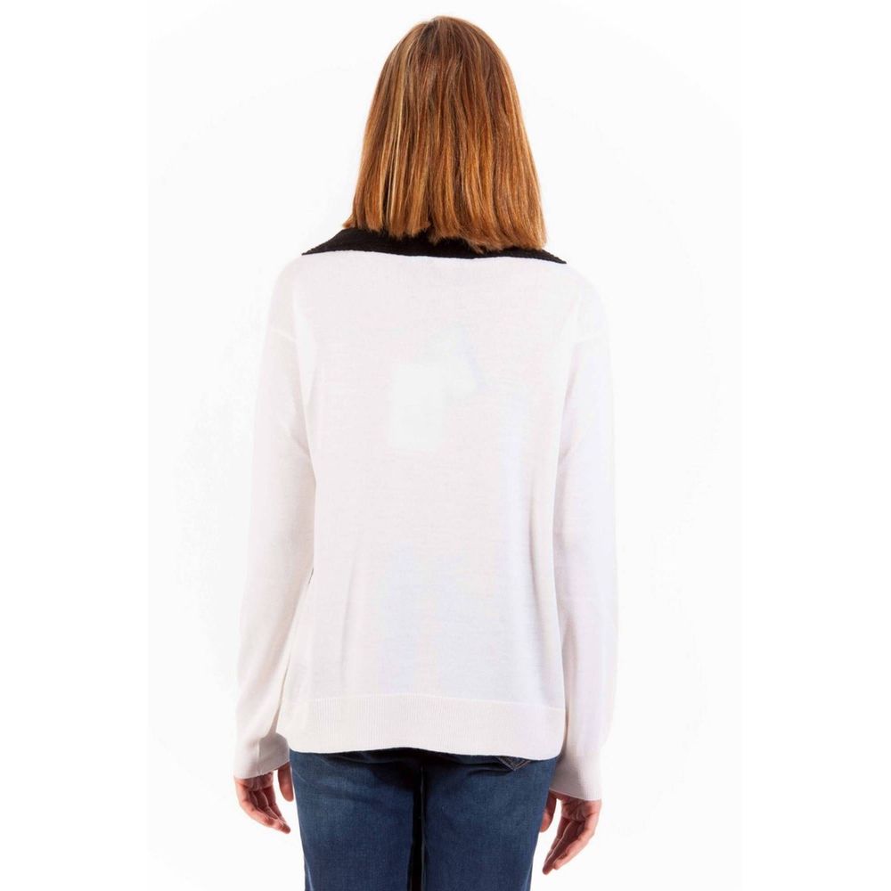 Love Moschino White & Black Wool Women's Sweater