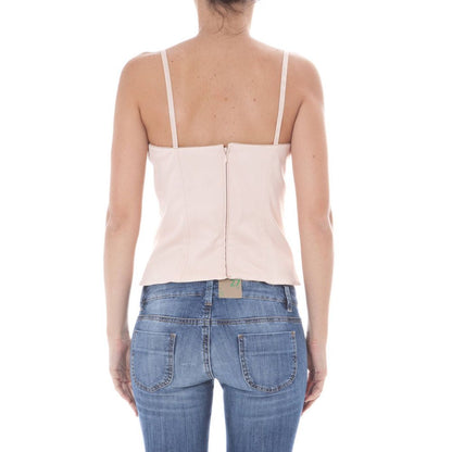 John Galliano Pink Elastane Underwear Vest Top with Lace Inserts