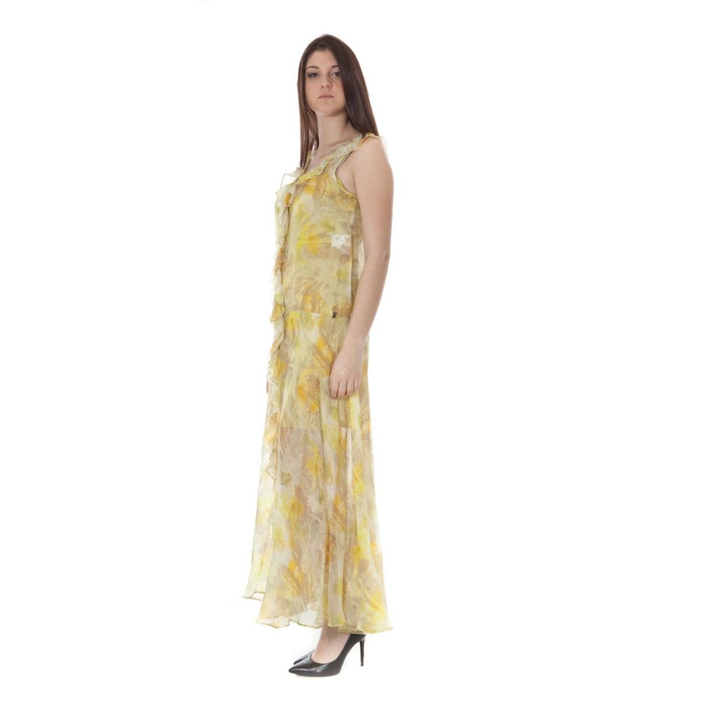 John Galliano Yellow Ruffled Maxi Dress