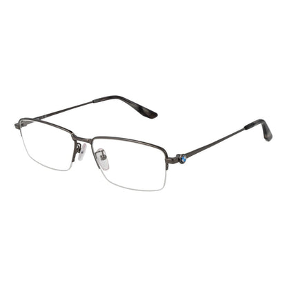 BMW Silver Men's Optical Frames – Rectangle Demo-Lens Glasses