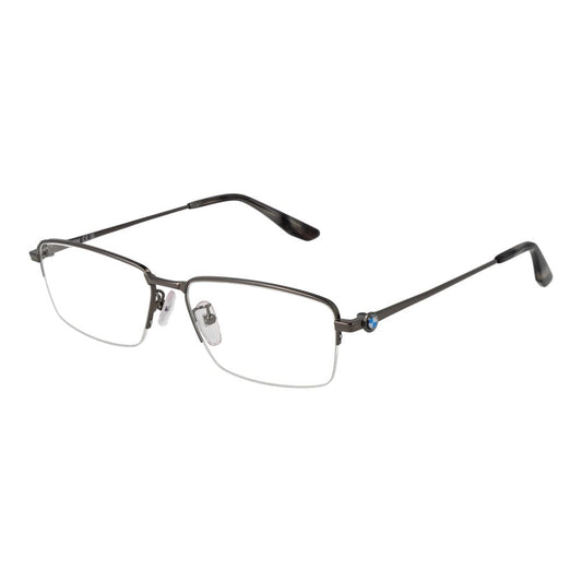 BMW Silver Men's Optical Frames – Rectangle Demo-Lens Glasses