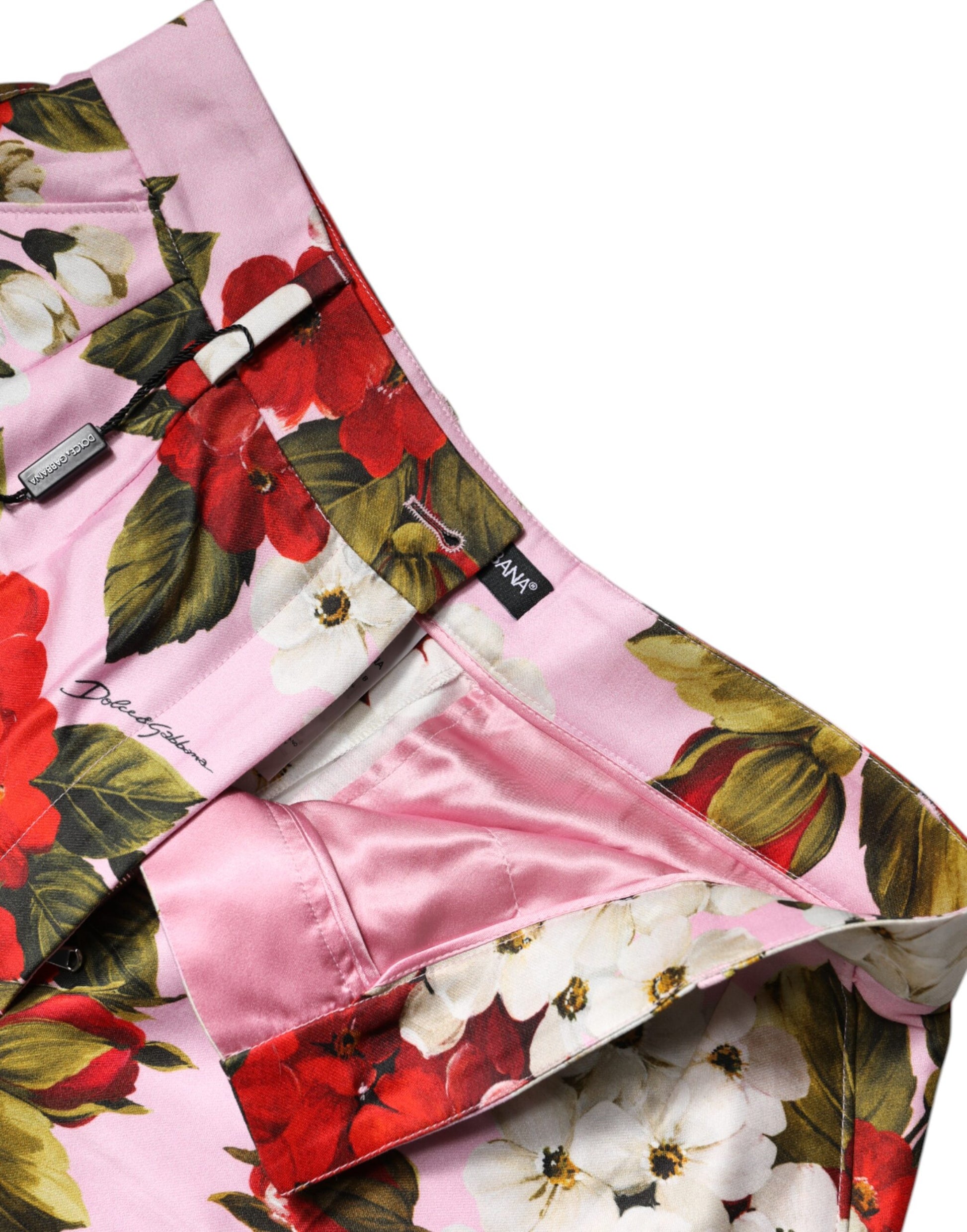 Dolce & Gabbana Pink Floral Print High Waist Hotpants Shorts