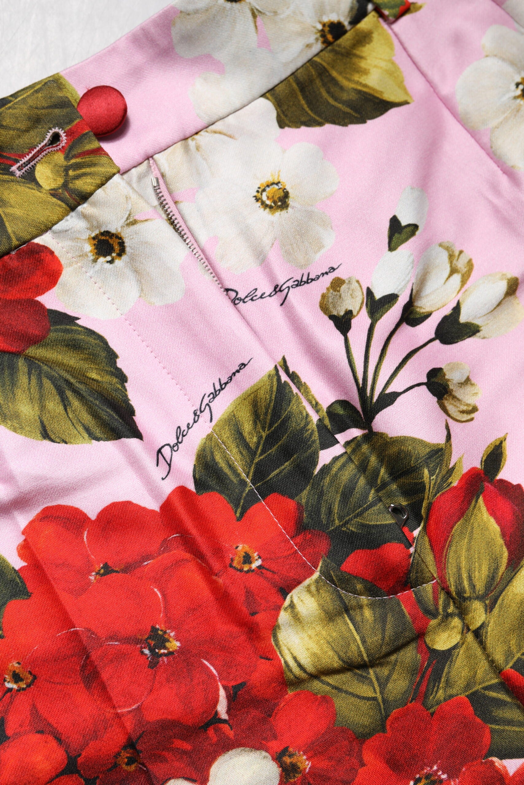 Dolce & Gabbana Pink Floral Print High Waist Hotpants Shorts