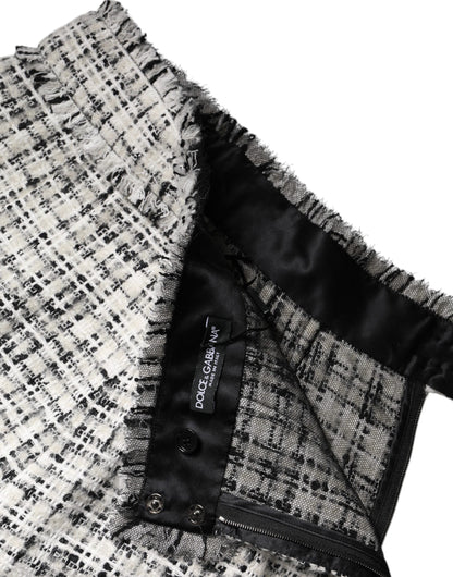 Dolce & Gabbana High Waist Tartan Tweed Mini Skirt