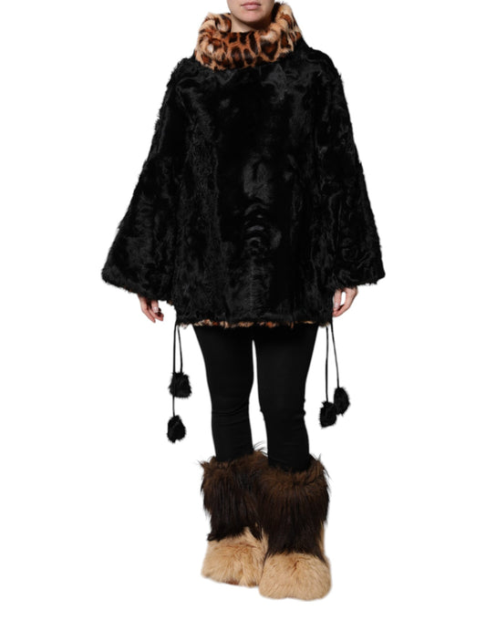 Dolce & Gabbana Black Lamb Fur Short Coat for Women