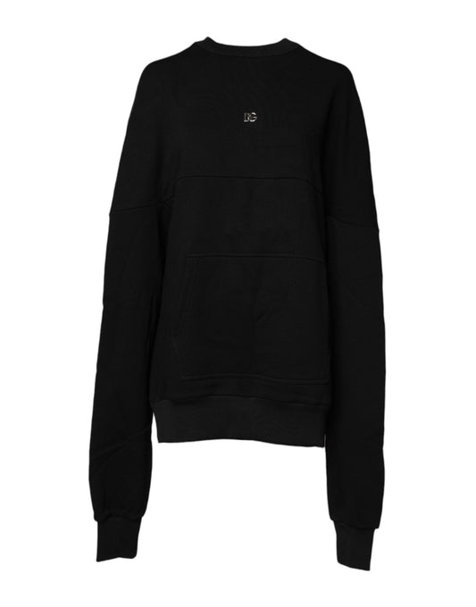 Dolce & Gabbana Black Cotton Crew Neck Sweatshirt