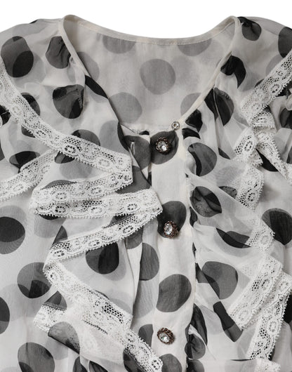 Dolce & Gabbana White Black Polka Dot Cotton Sleeveless Top