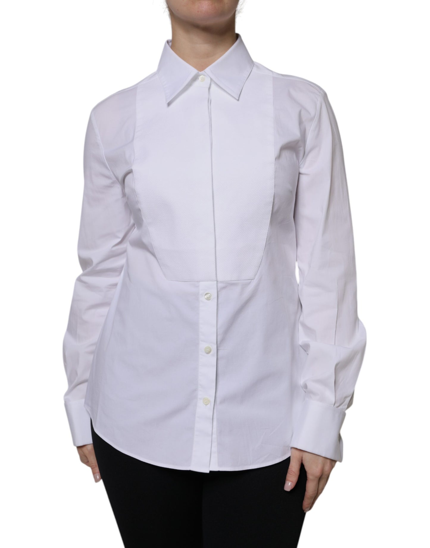 Dolce & Gabbana White Cotton Collared Dress Shirt
