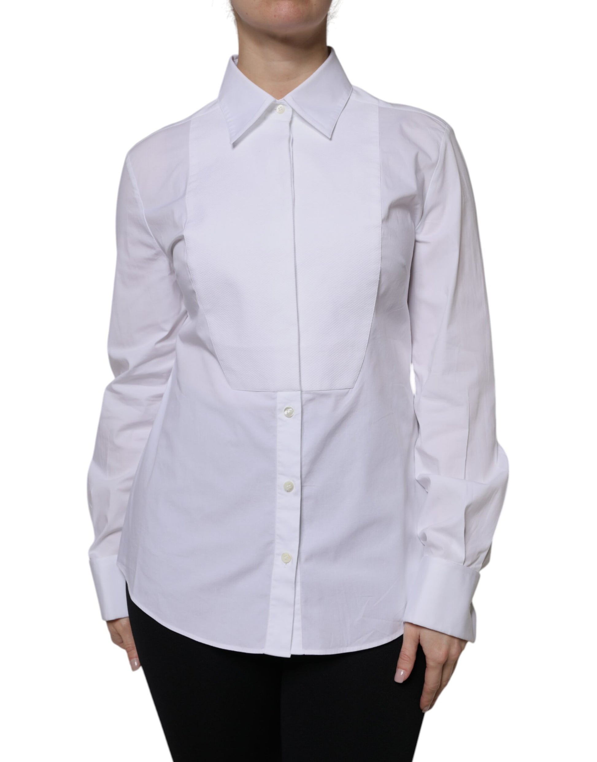 Dolce & Gabbana White Cotton Collared Dress Shirt