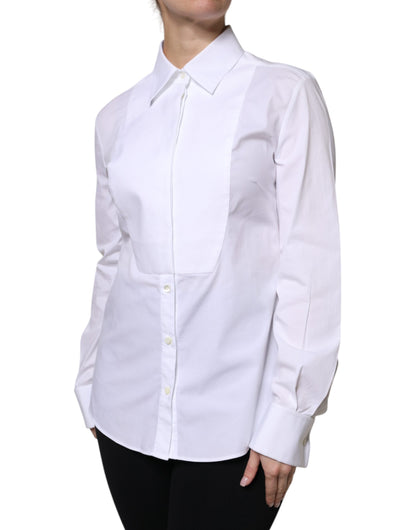 Dolce & Gabbana White Cotton Collared Dress Shirt