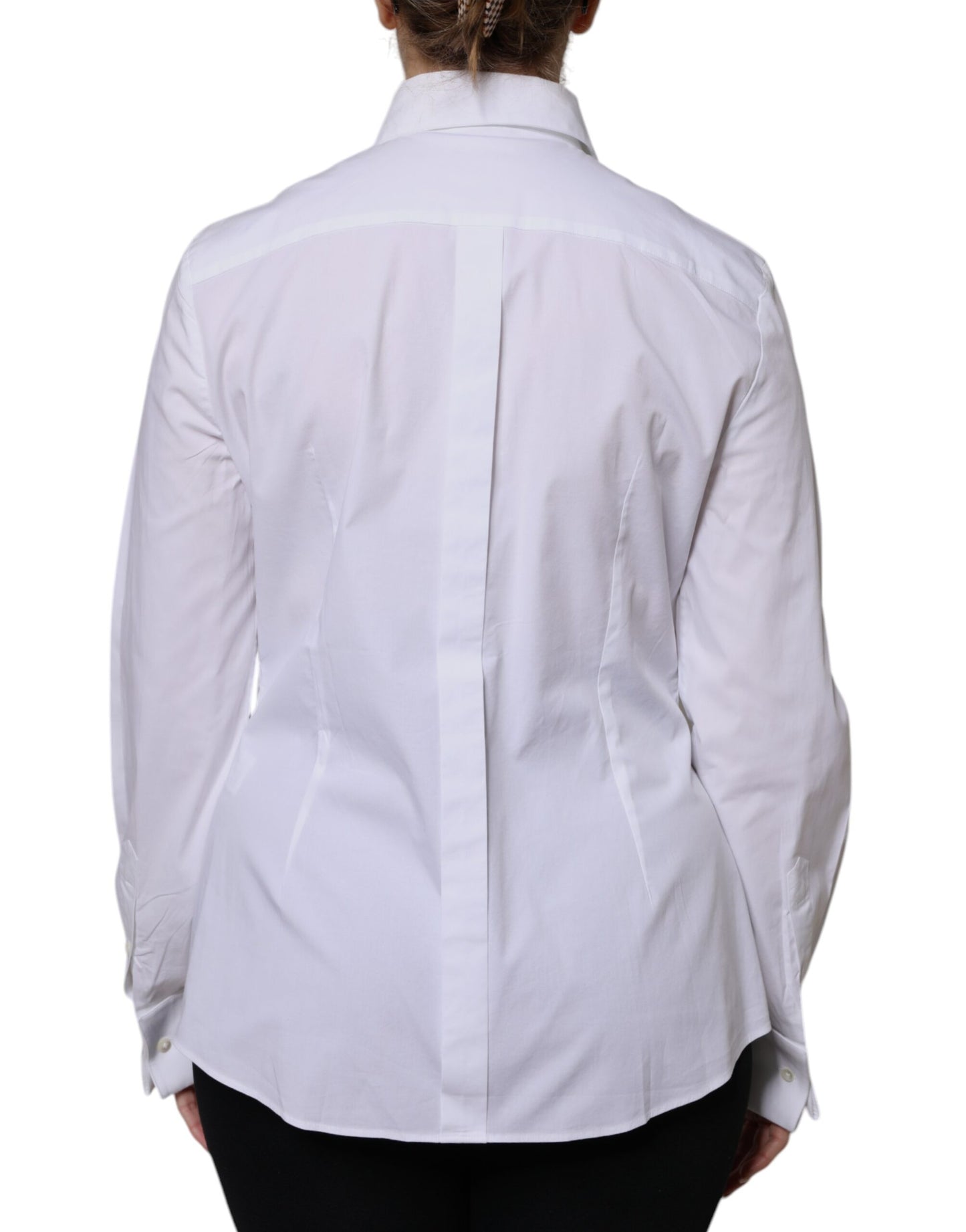 Dolce & Gabbana White Cotton Collared Dress Shirt