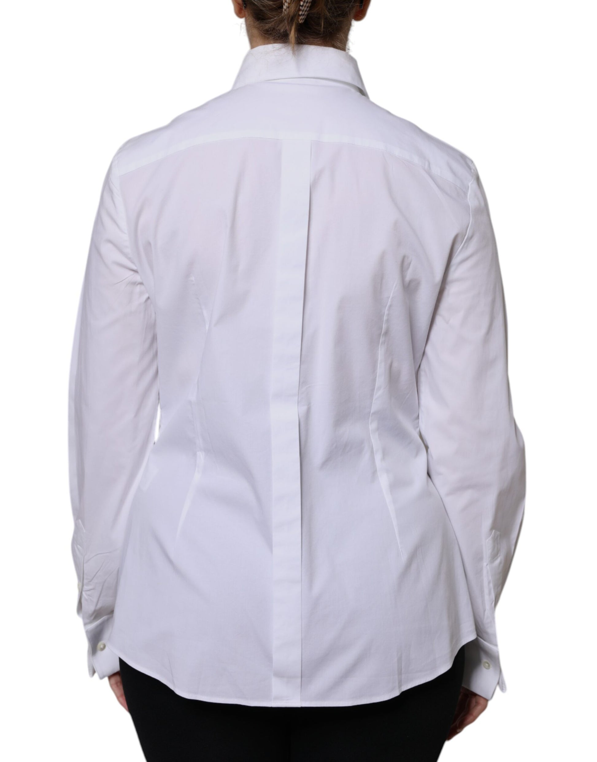 Dolce & Gabbana White Cotton Collared Dress Shirt