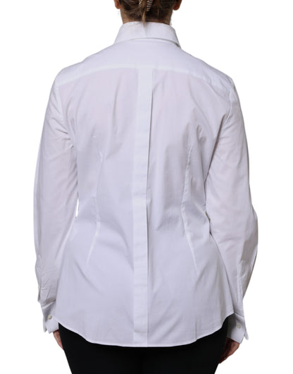 Dolce & Gabbana White Cotton Collared Dress Shirt