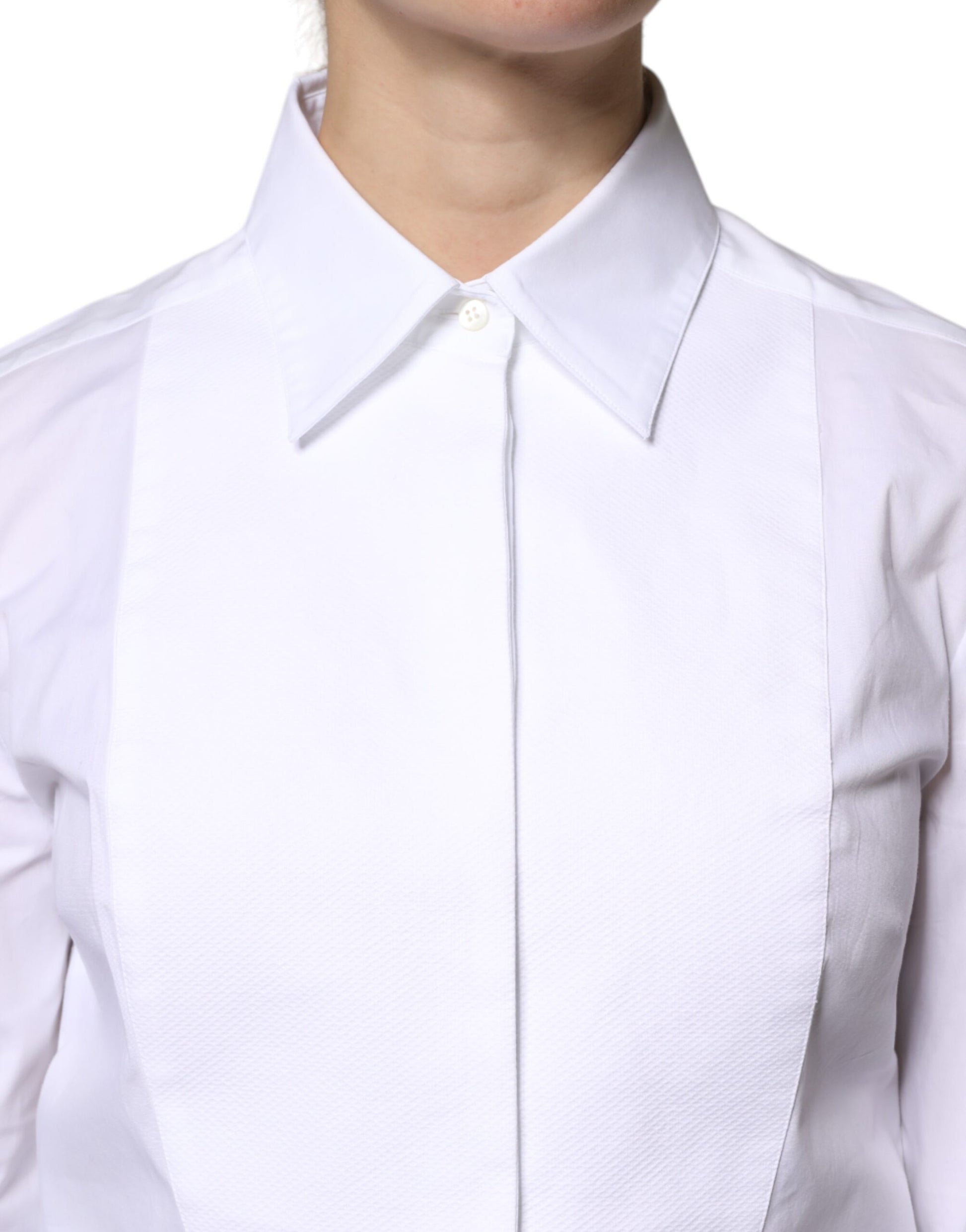 Dolce & Gabbana White Cotton Collared Dress Shirt