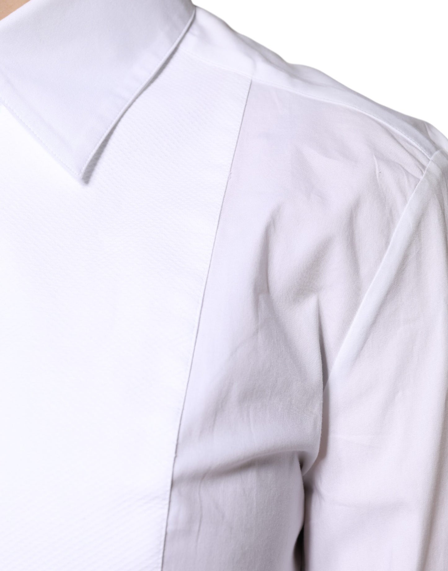 Dolce & Gabbana White Cotton Collared Dress Shirt