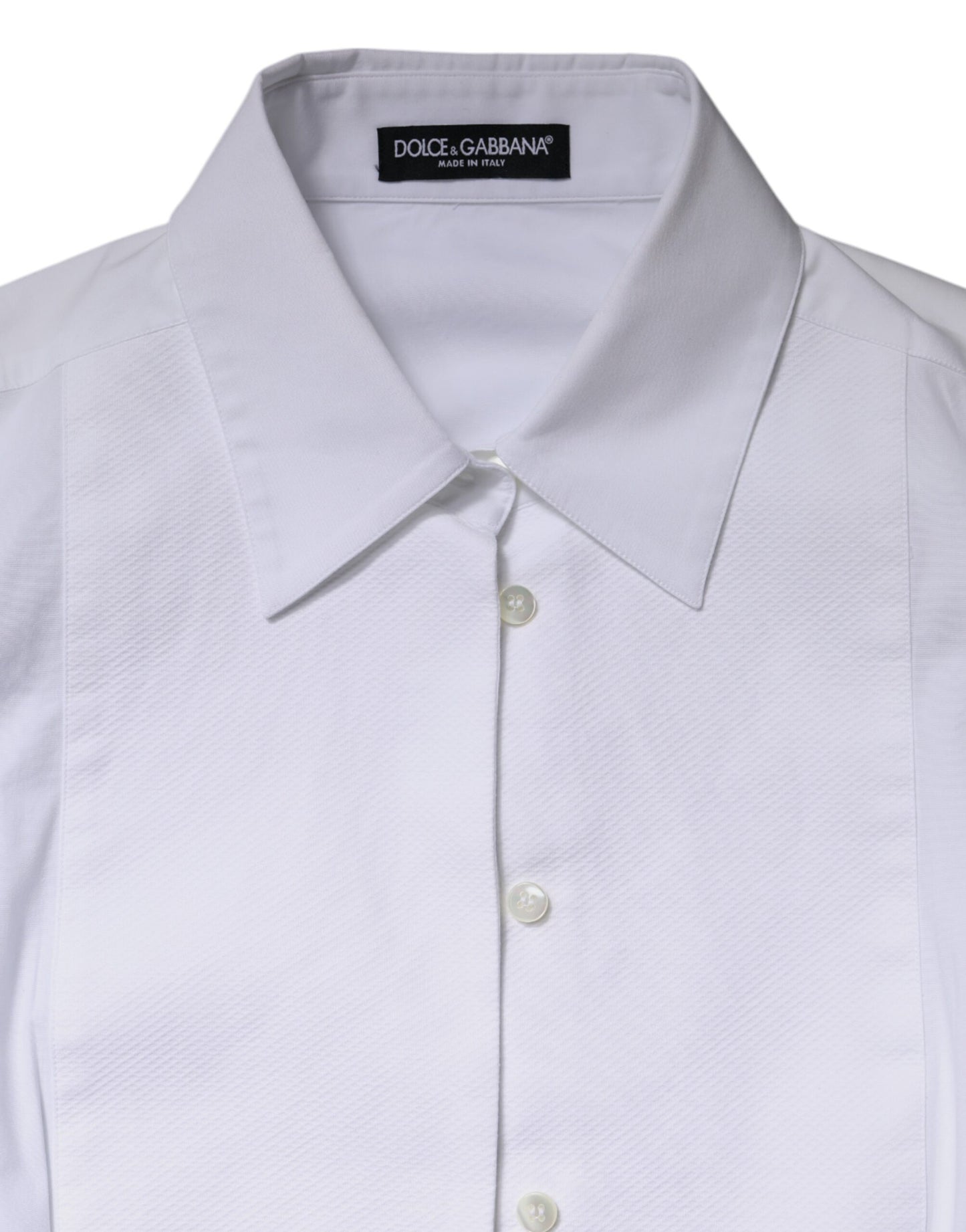 Dolce & Gabbana White Cotton Collared Dress Shirt