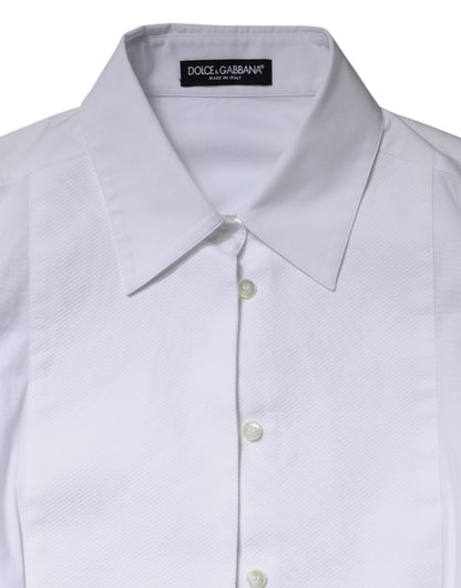 Dolce & Gabbana White Cotton Collared Dress Shirt