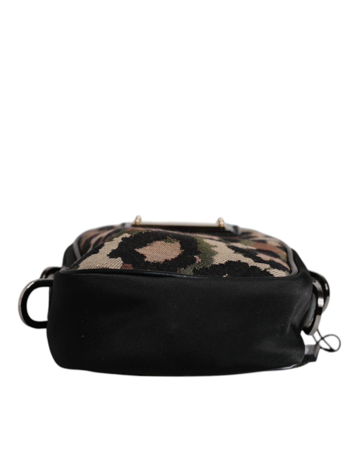 Dolce & Gabbana Multicolour Leopard Jacquard Logo Plaque Neck Strap Bag