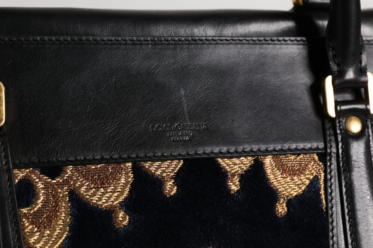 Dolce & Gabbana Black Floral Jacquard Handbag Shoulder Tote Bag