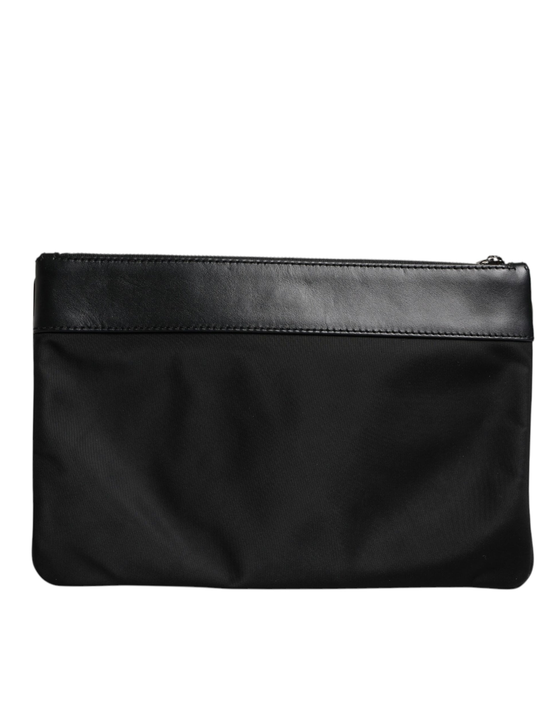 Dolce & Gabbana Multicolor Leopard Jacquard Print Logo Plaque Pouch Bag