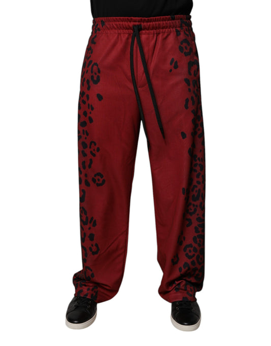 Dolce & Gabbana Red Leopard Print Jogger Pants for Men