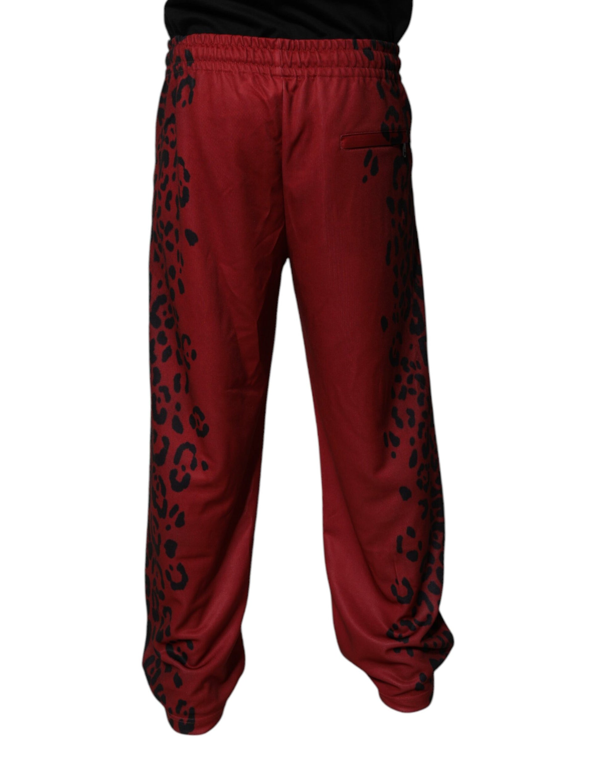 Dolce & Gabbana Red Leopard Print Jogger Pants for Men