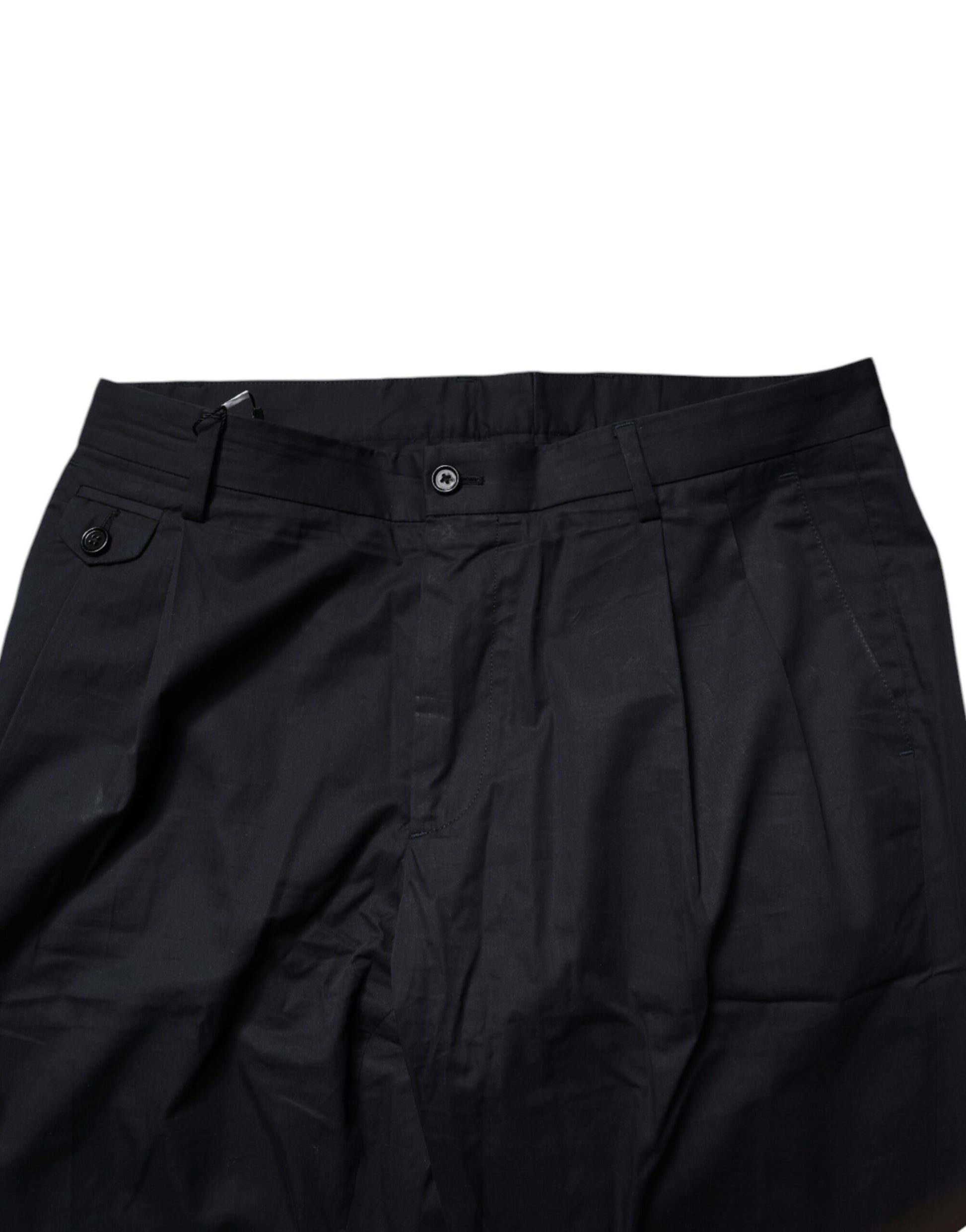 Dolce & Gabbana Dark Blue Cotton Tapered Formal Pants