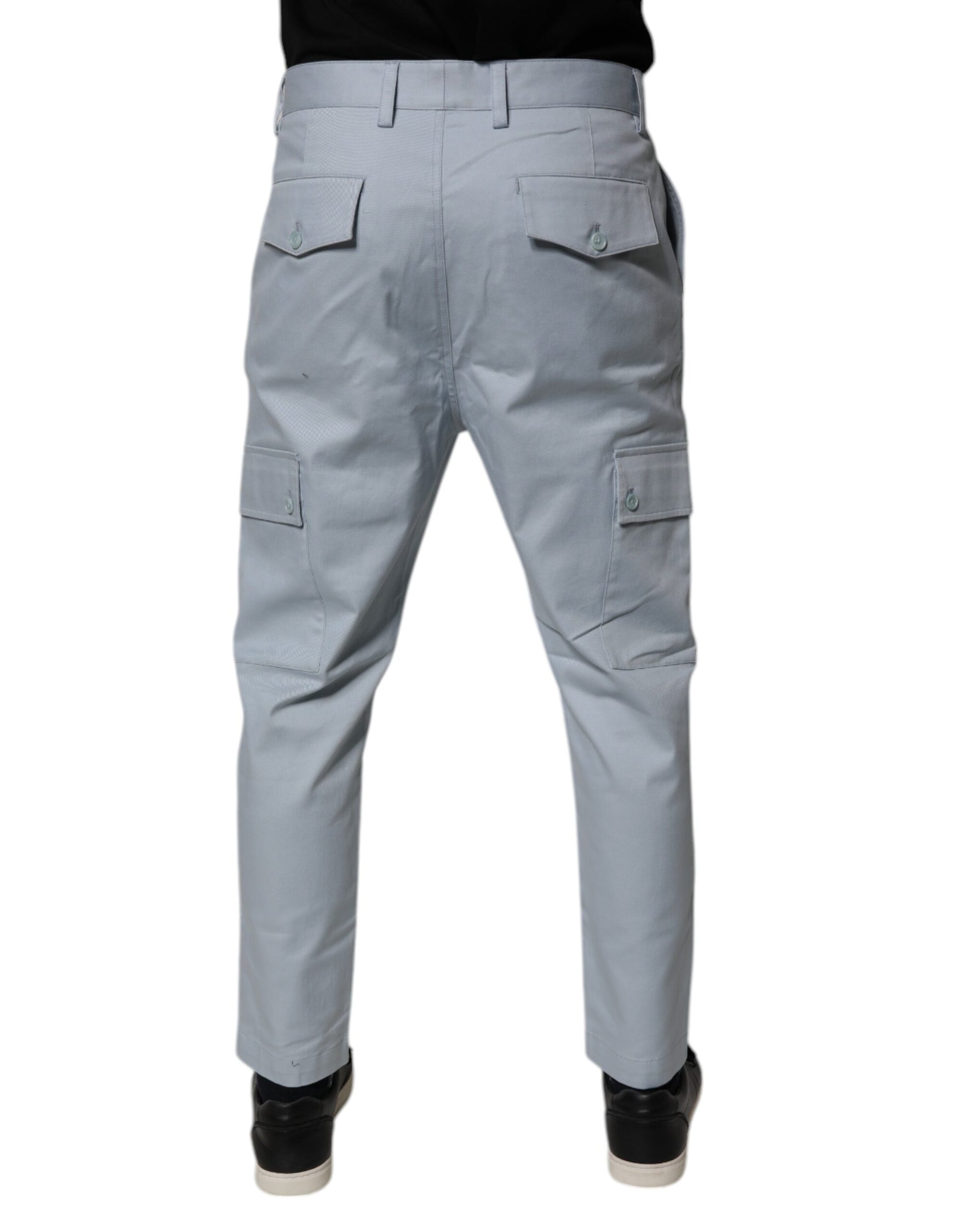 Dolce & Gabbana Light Blue Cotton Cargo Tapered Pants