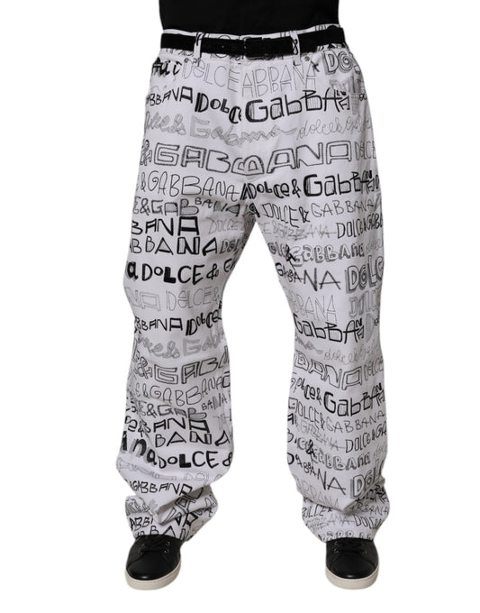 Dolce & Gabbana White Logo Print Straight Denim Jeans for Men