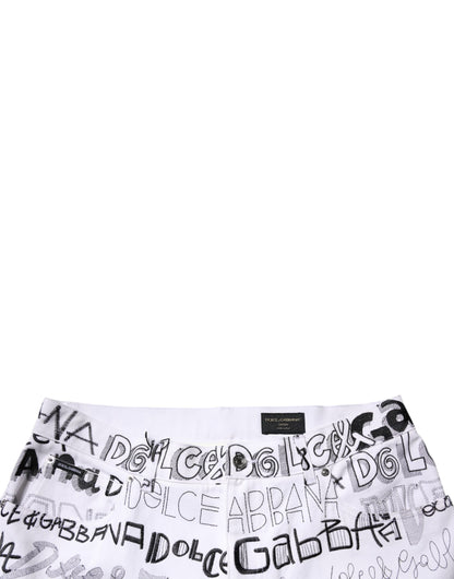 Dolce & Gabbana White Logo Print Straight Denim Jeans for Men