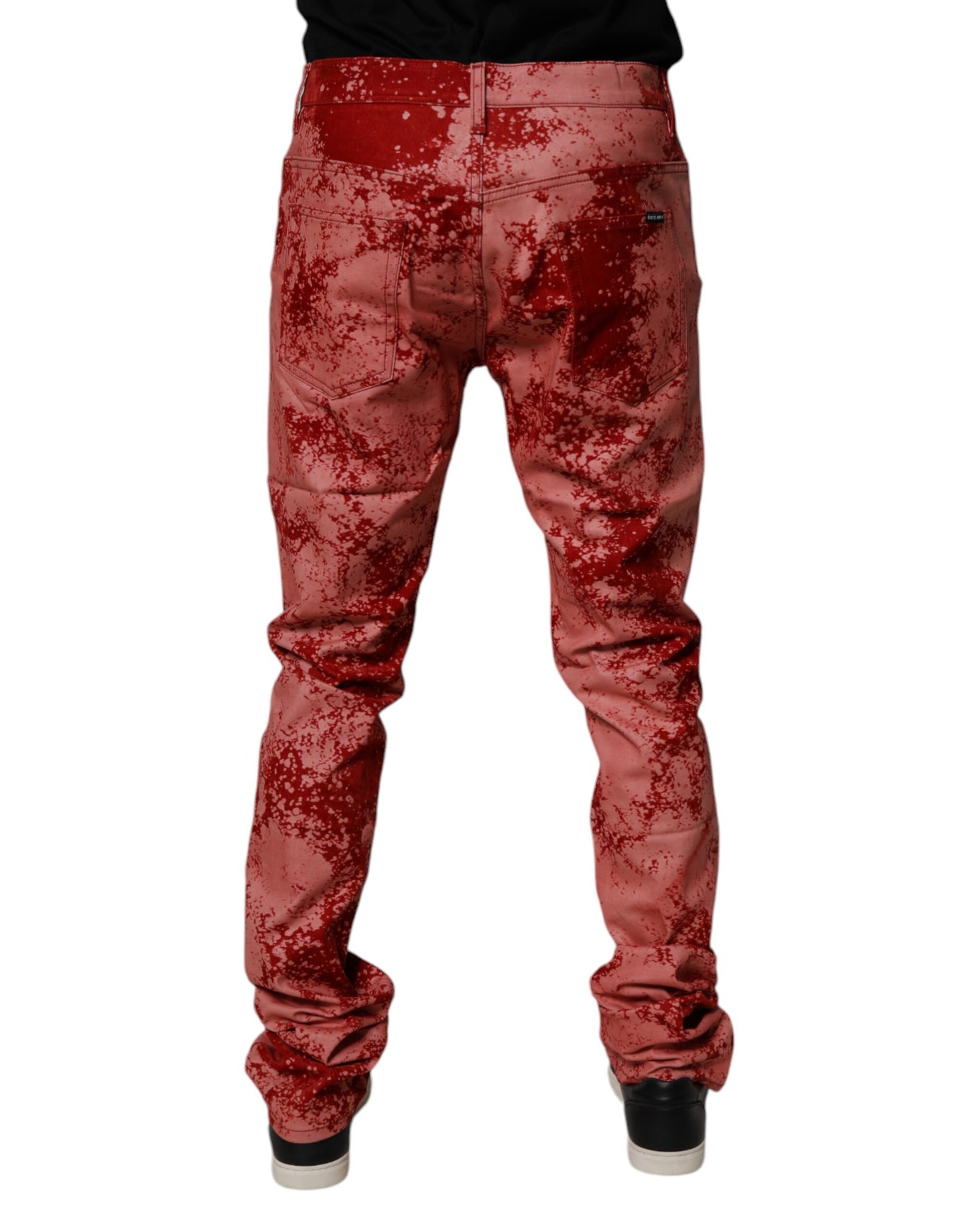 Dolce & Gabbana Red Tie Dye Cotton Skinny Denim Jeans
