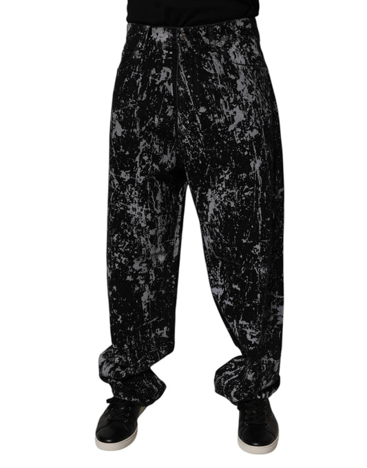 Dolce & Gabbana Black Tie Dye Cotton Straight Denim Jeans