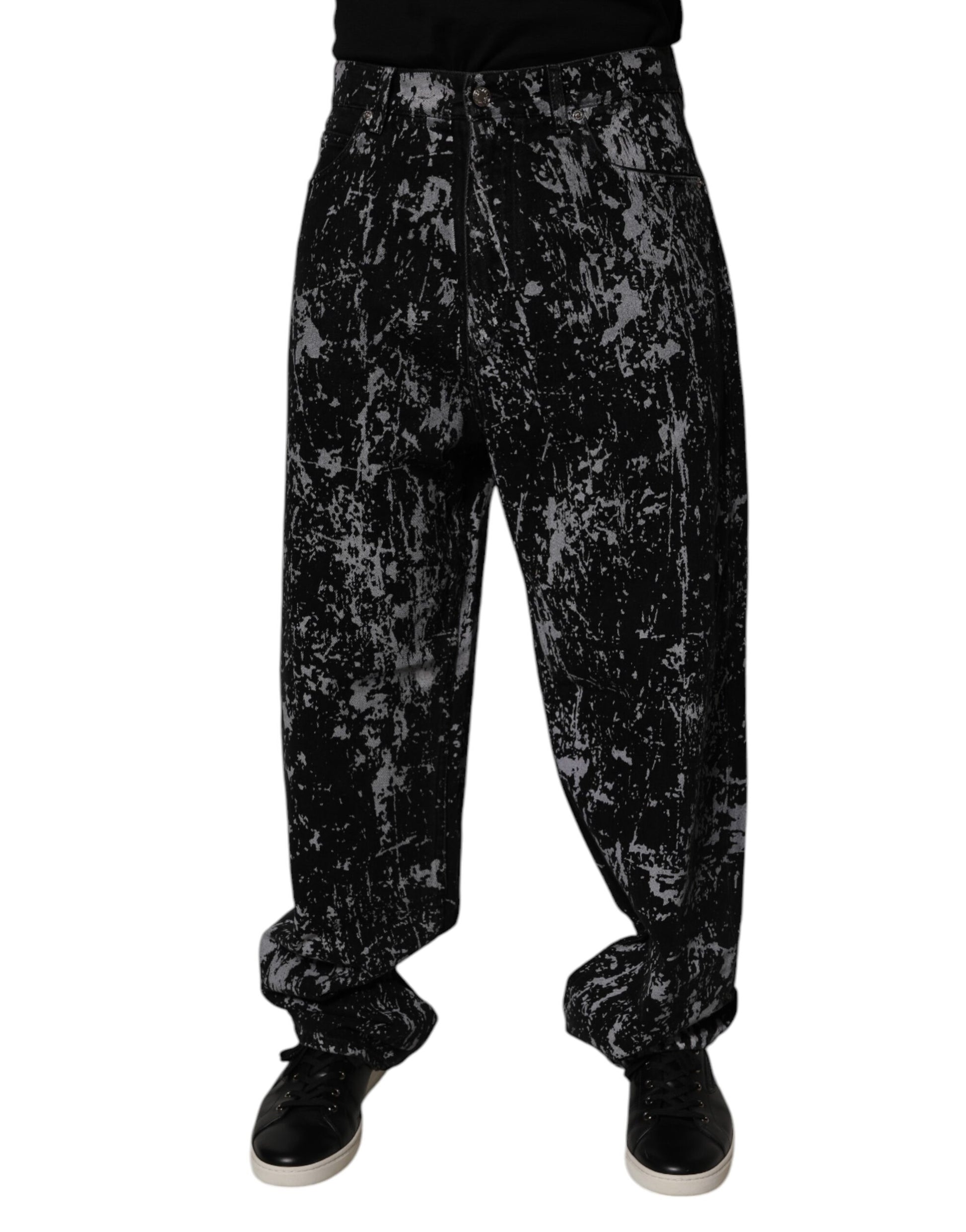Dolce & Gabbana Black Tie Dye Cotton Straight Denim Jeans