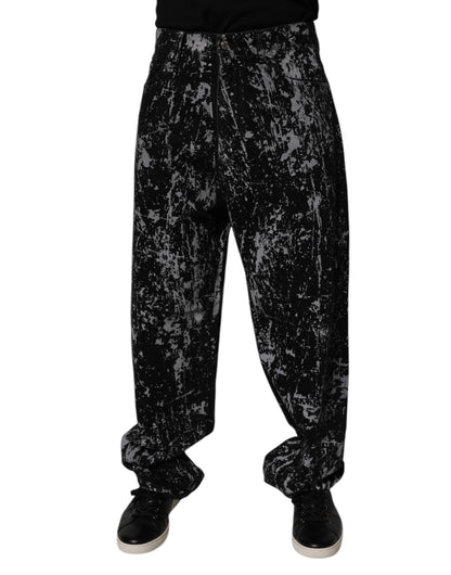 Dolce & Gabbana Black Tie Dye Cotton Straight Denim Jeans