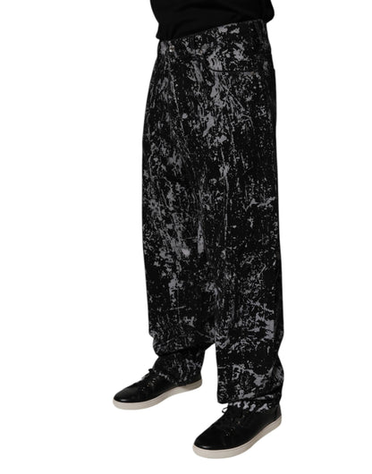 Dolce & Gabbana Black Tie Dye Cotton Straight Denim Jeans
