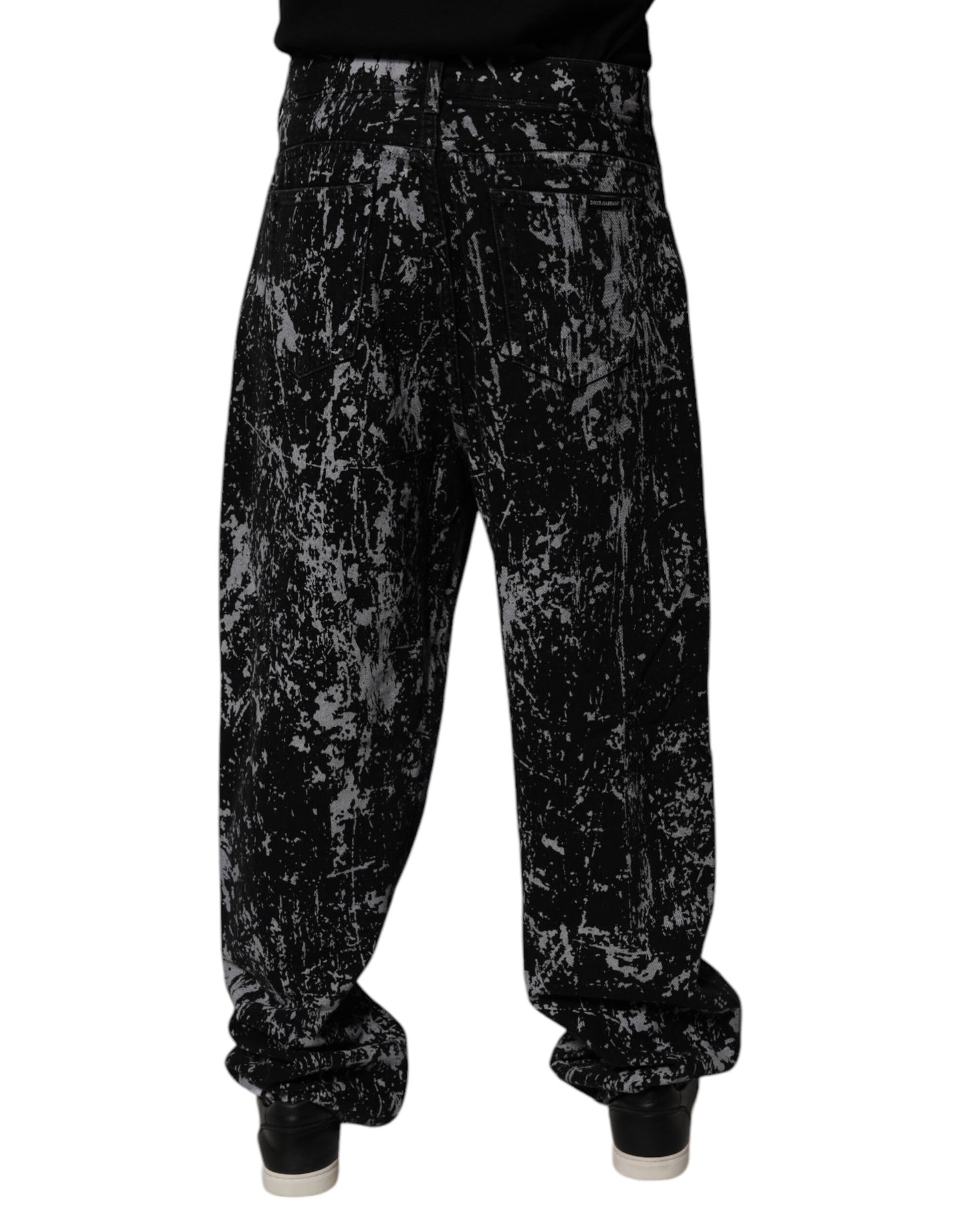 Dolce & Gabbana Black Tie Dye Cotton Straight Denim Jeans