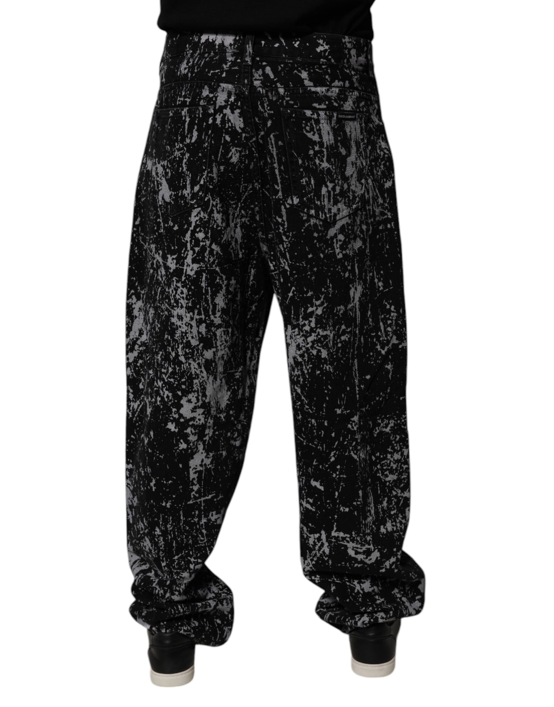 Dolce & Gabbana Black Tie Dye Cotton Straight Denim Jeans