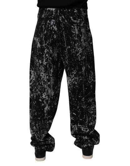 Dolce & Gabbana Black Tie Dye Cotton Straight Denim Jeans