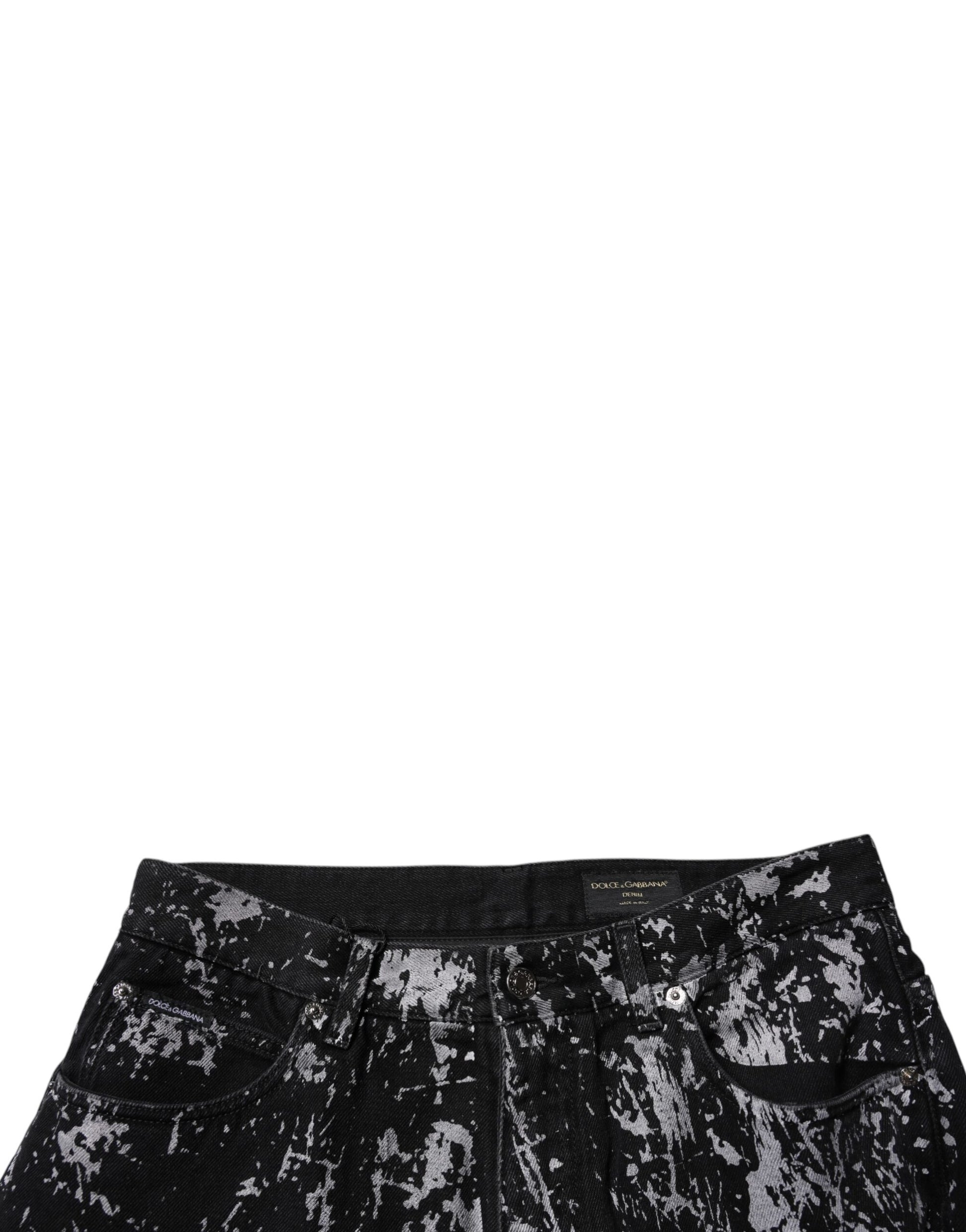 Dolce & Gabbana Black Tie Dye Cotton Straight Denim Jeans