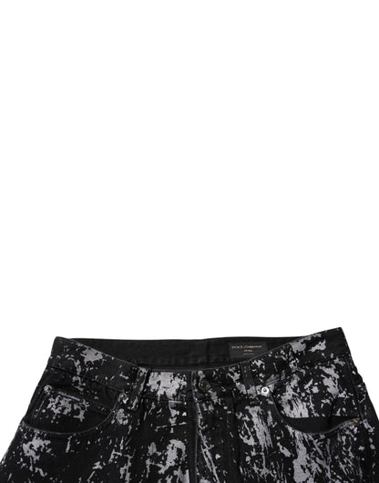 Dolce & Gabbana Black Tie Dye Cotton Straight Denim Jeans