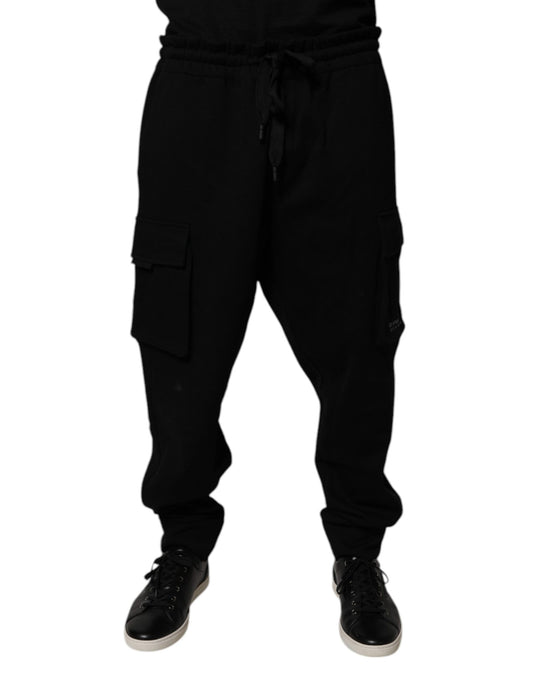 Dolce & Gabbana Black Cotton Jogger Cargo Sweatpants