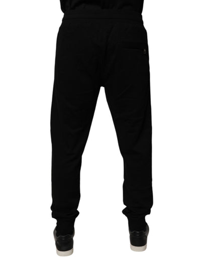Dolce & Gabbana Black Cotton Mid Waist Jogger Sweatpants