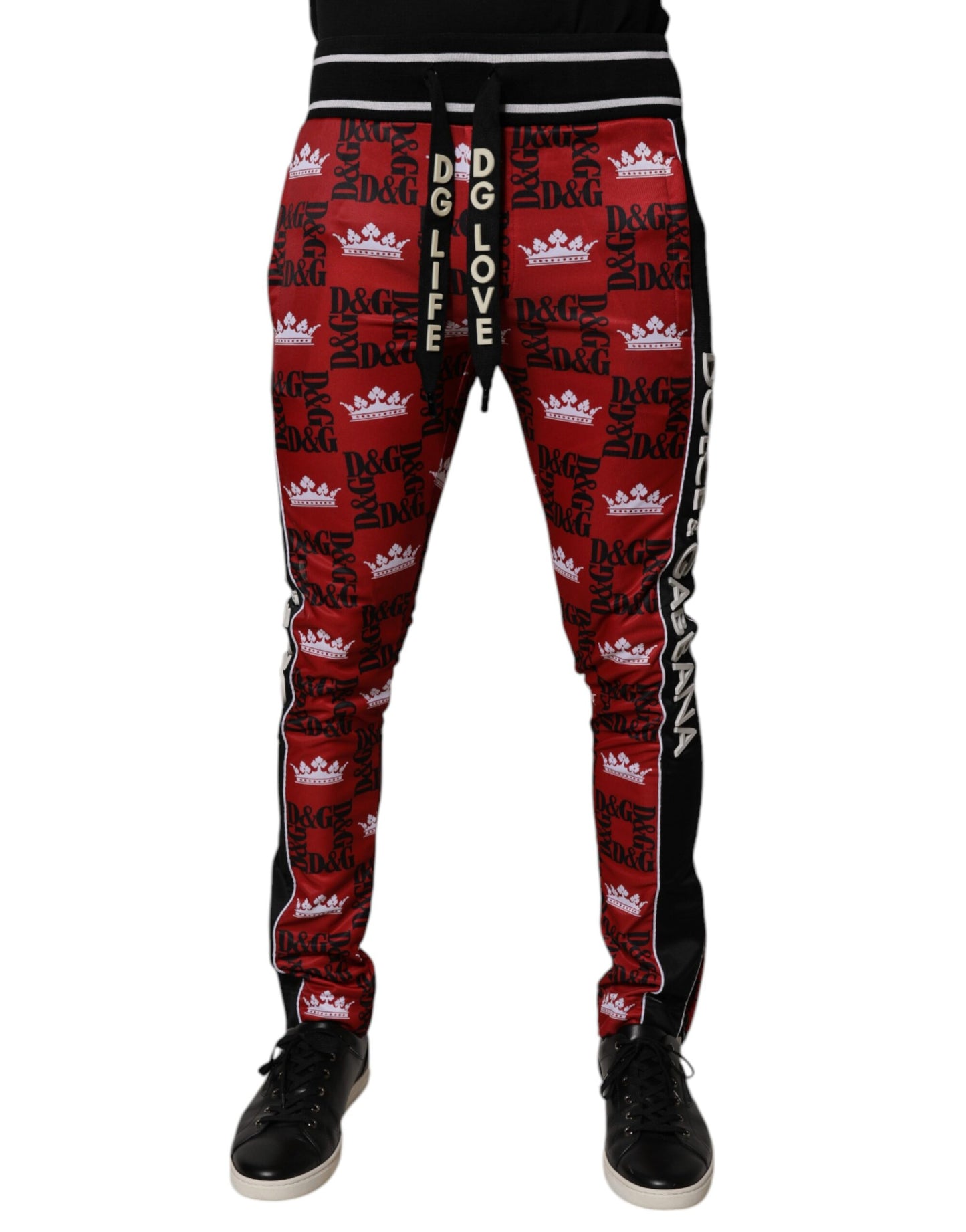 Dolce & Gabbana Red Crown Logo Monogram Men Sweatpants