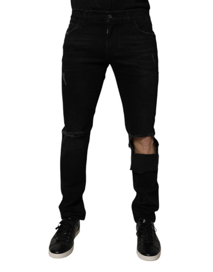 Dolce & Gabbana Black Ripped Skinny Denim Jeans for Men
