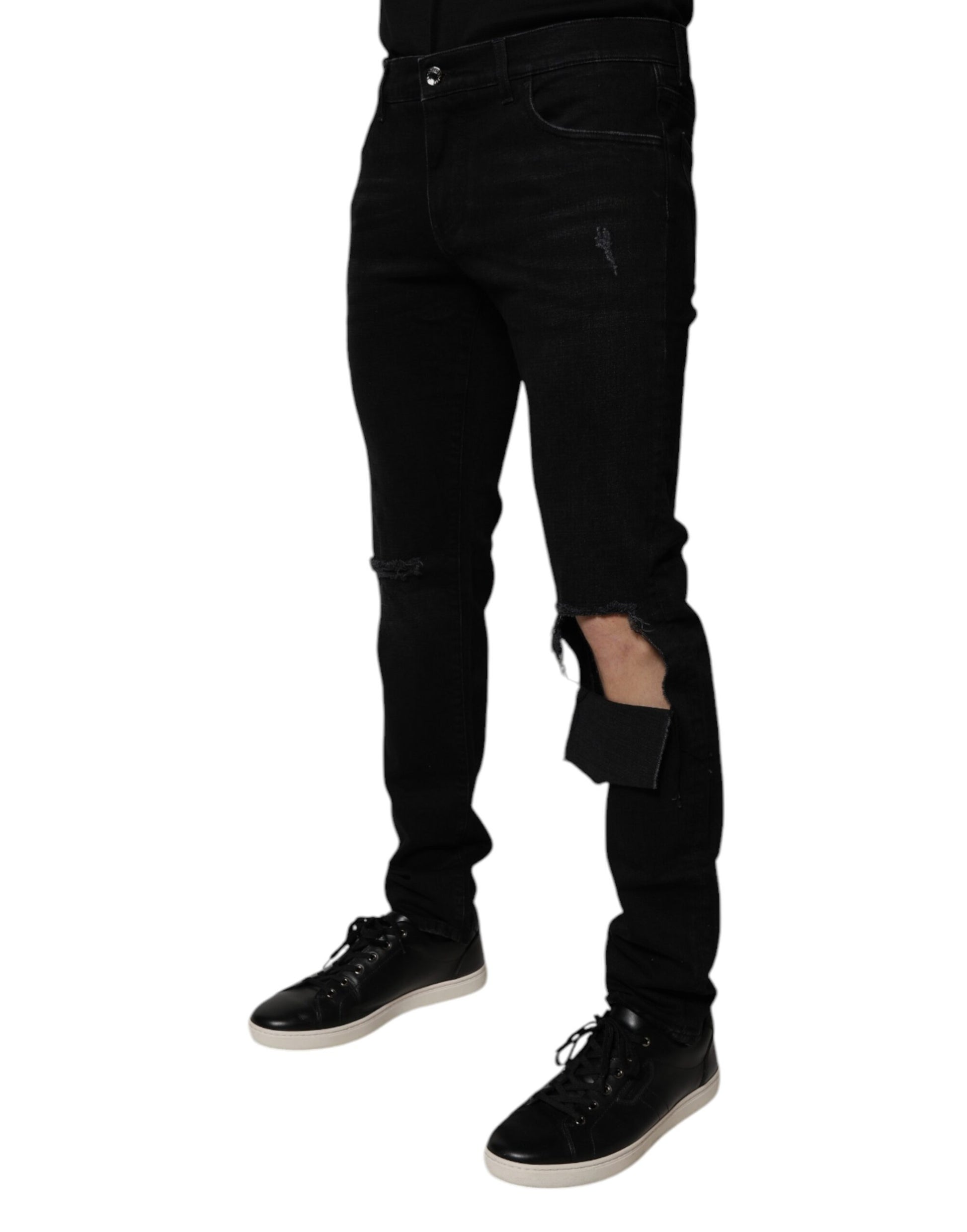 Dolce & Gabbana Black Ripped Skinny Denim Jeans for Men