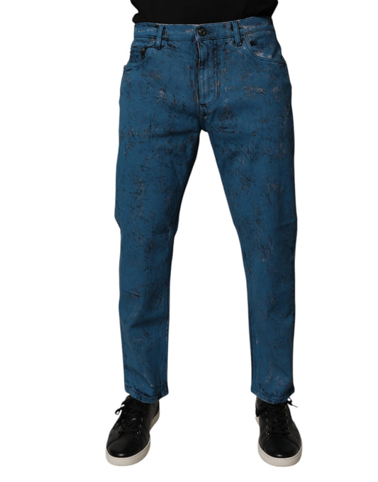 Dolce & Gabbana Blue Tie Dye Cotton Skinny Denim Jeans