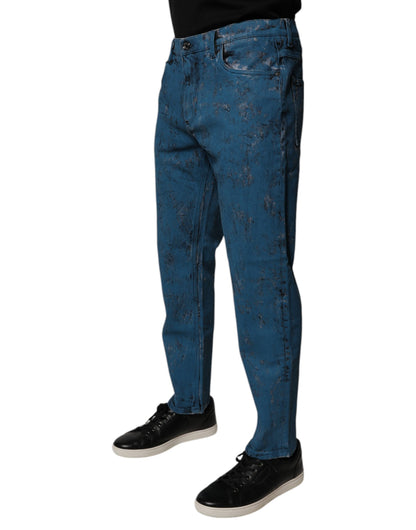 Dolce & Gabbana Blue Tie Dye Cotton Skinny Denim Jeans