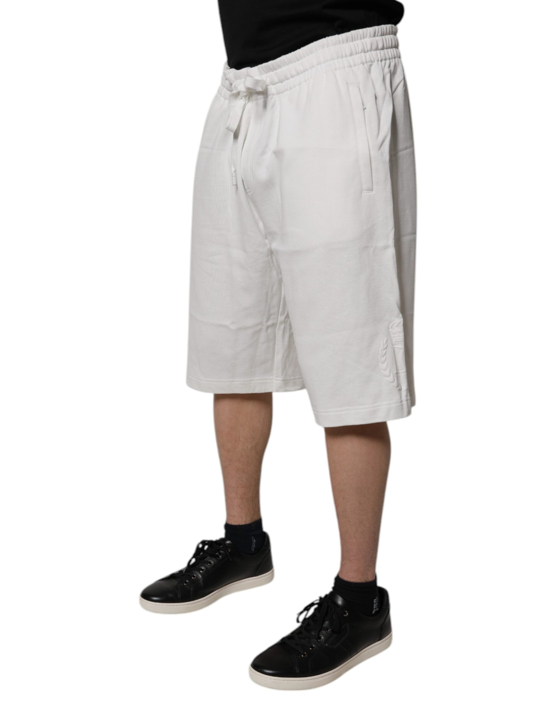 Dolce & Gabbana White Cotton Sweatshorts for Men - Bermuda Style